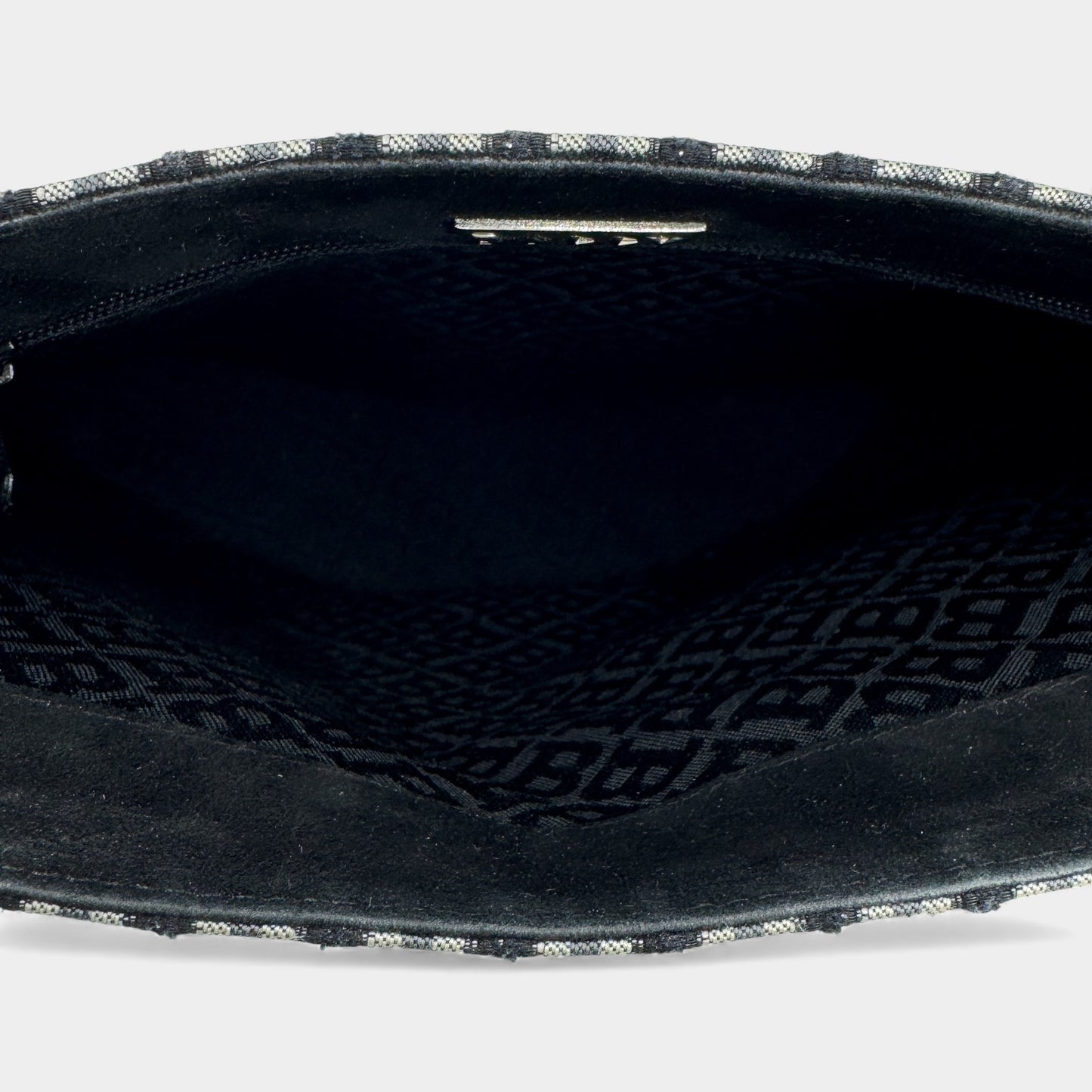 Bally Vintage Black Grey Metallic Stripe Shoulder Bag