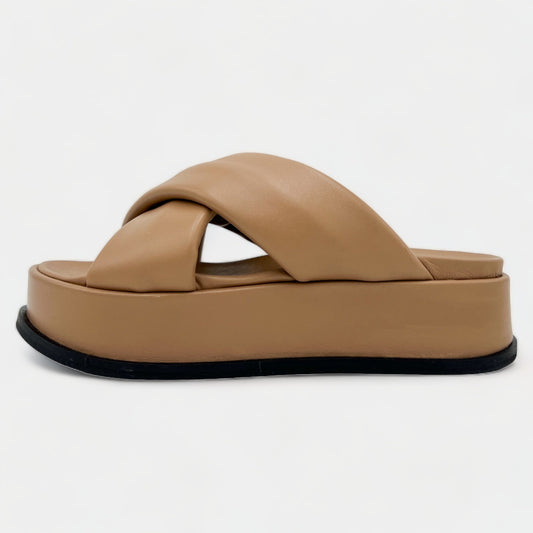 Beau Coop Nappa Tan Leather Flatform Sandals Shoes EU39 ~ AU8 ~ UK6