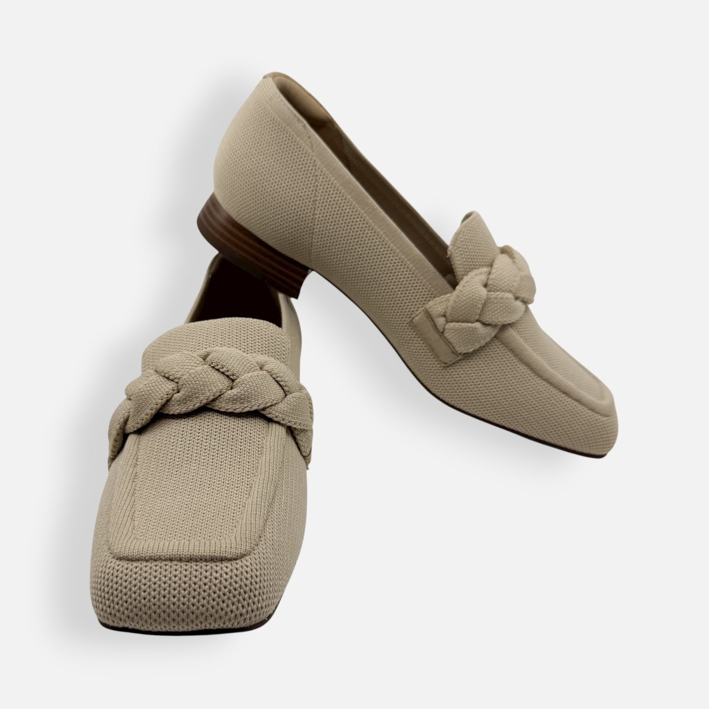Vivaia Beige Caitlin Square-Toe Knot Loafers EU40.5 ~ AU9.5