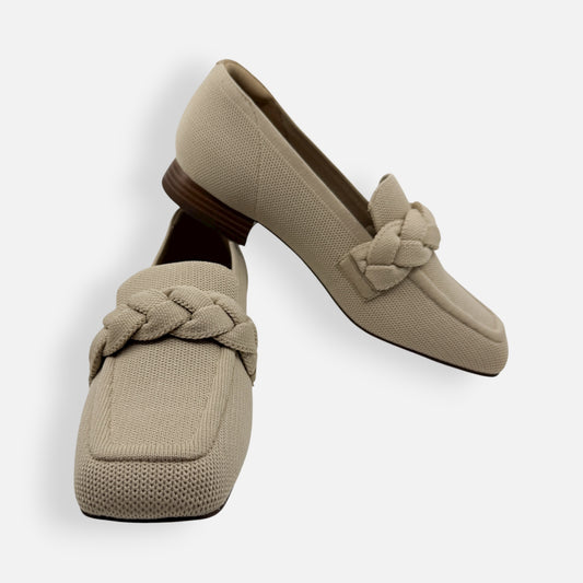 Vivaia Beige Caitlin Square-Toe Knot Loafers EU40.5 ~ AU9.5