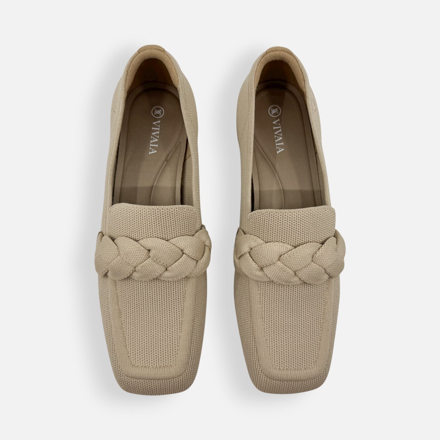 Vivaia Beige Caitlin Square-Toe Knot Loafers EU40.5 ~ AU9.5
