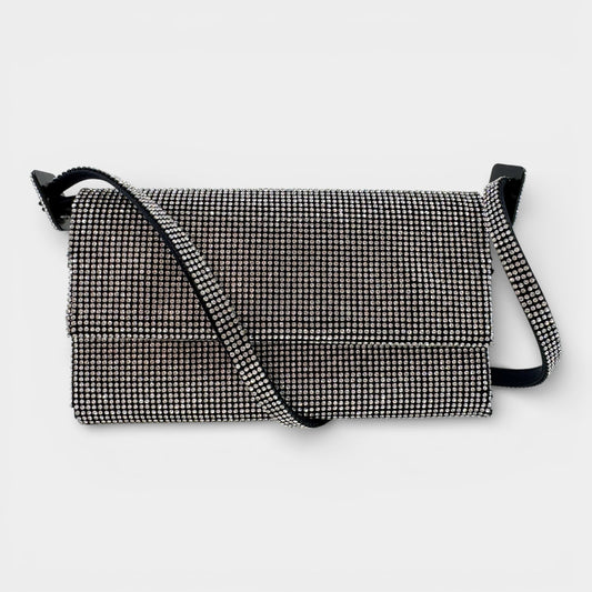 Benedetta Bruzziches Crystal Embellished Black Sparkly Clutch Evening Bag