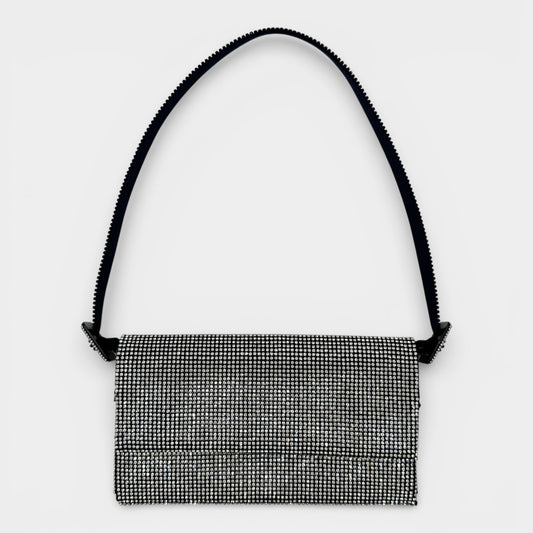 Benedetta Bruzziches Crystal Embellished Black Sparkly Clutch Evening Bag