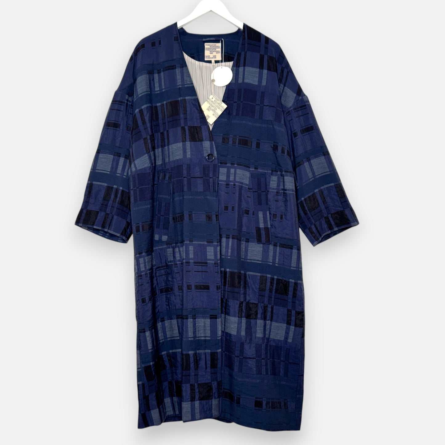 Baum & Pferdgarten Navy Jacquard Drisha Duster Coat AU10-12 ~ Medium