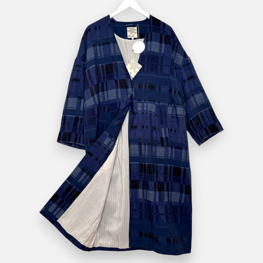 Baum & Pferdgarten Navy Jacquard Drisha Duster Coat AU10-12 ~ Medium