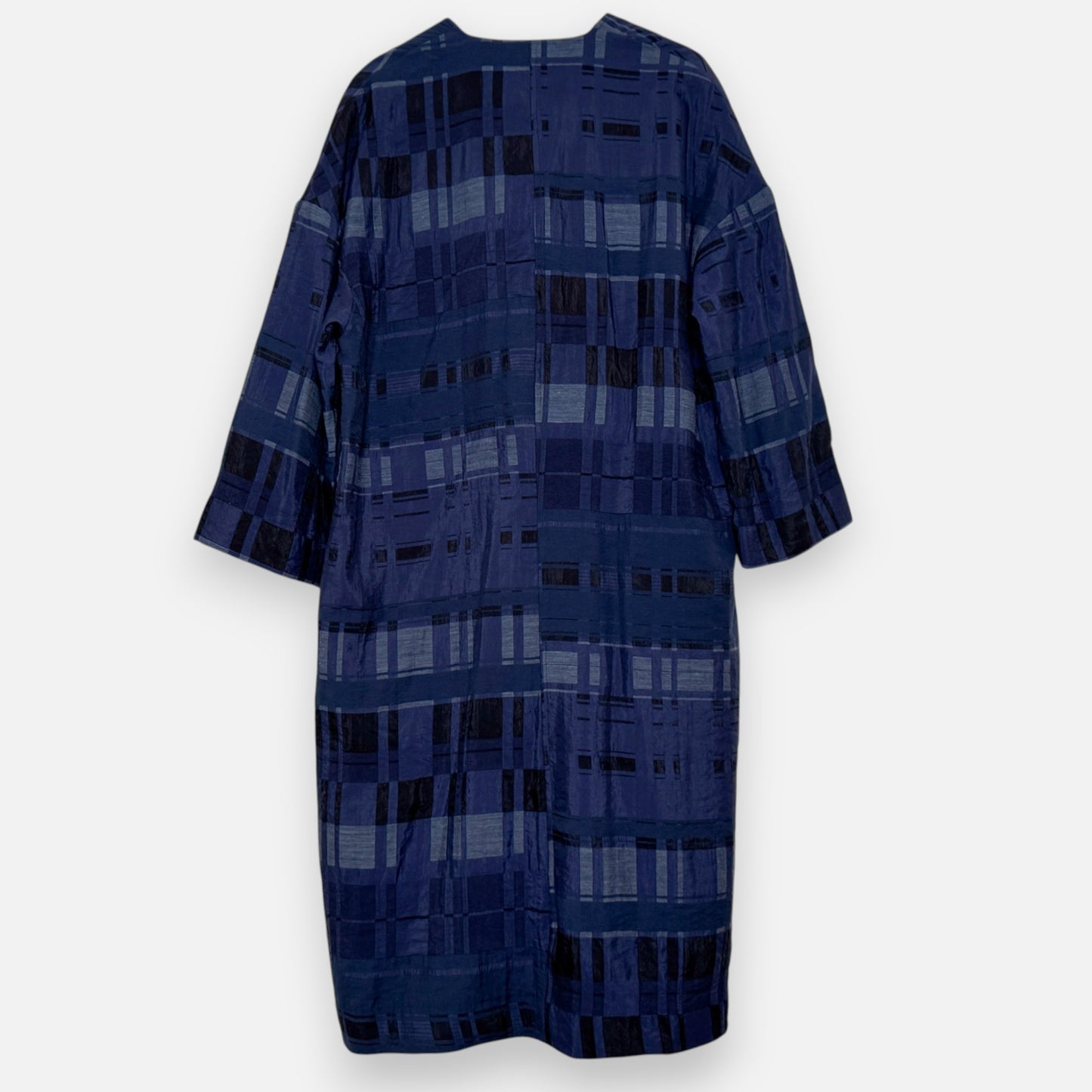 Baum & Pferdgarten Navy Jacquard Drisha Duster Coat AU10-12 ~ Medium