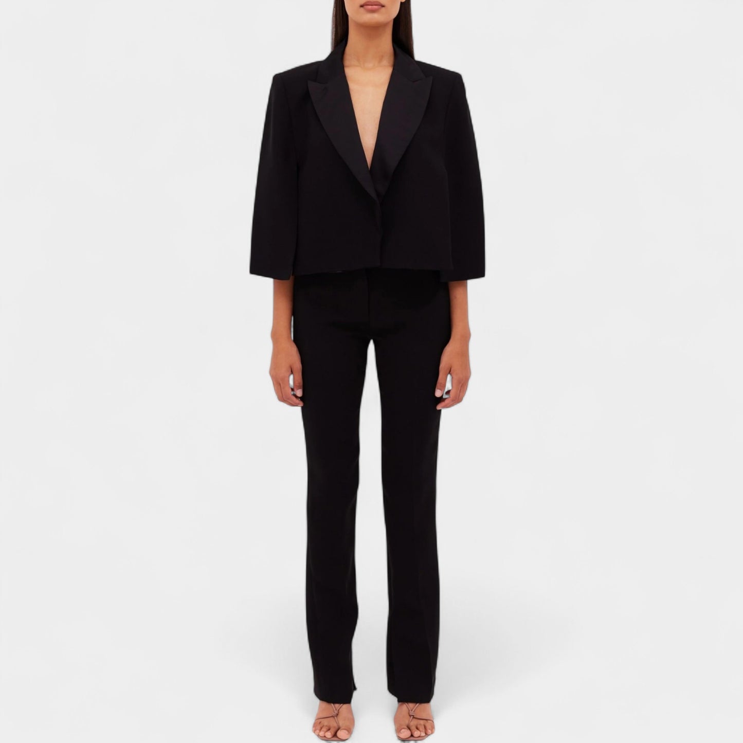 Bianca Spender Black Crepe Jacquette Cape Jacket 0 ~ AU6-8 ~ Small