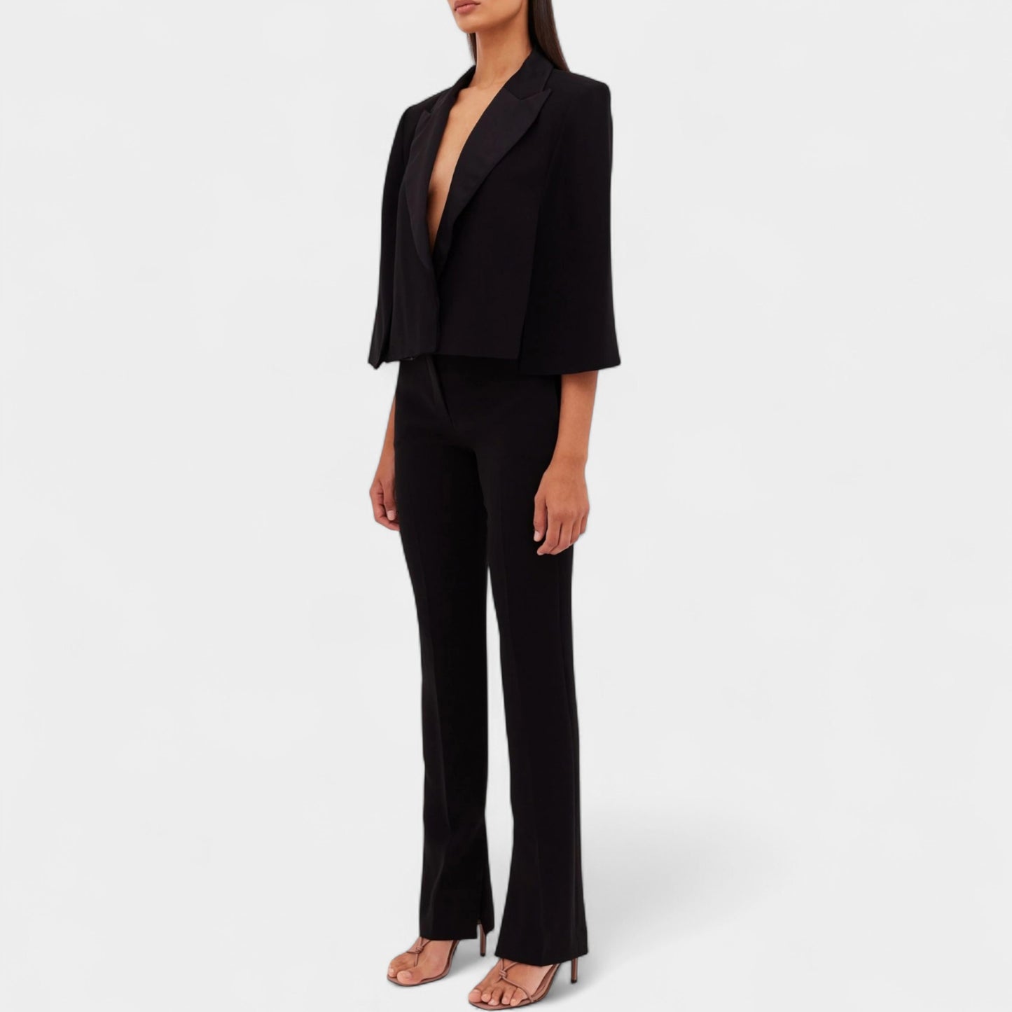 Bianca Spender Black Crepe Jacquette Cape Jacket 0 ~ AU6-8 ~ Small