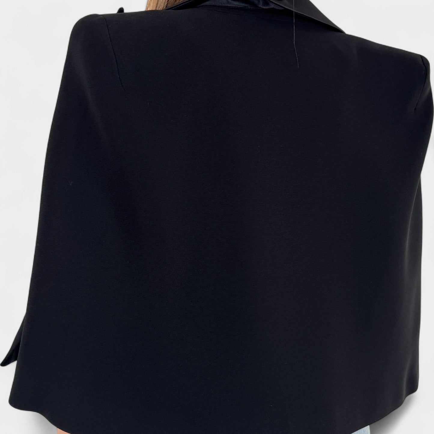 Bianca Spender Black Crepe Jacquette Cape Jacket 0 ~ AU6-8 ~ Small