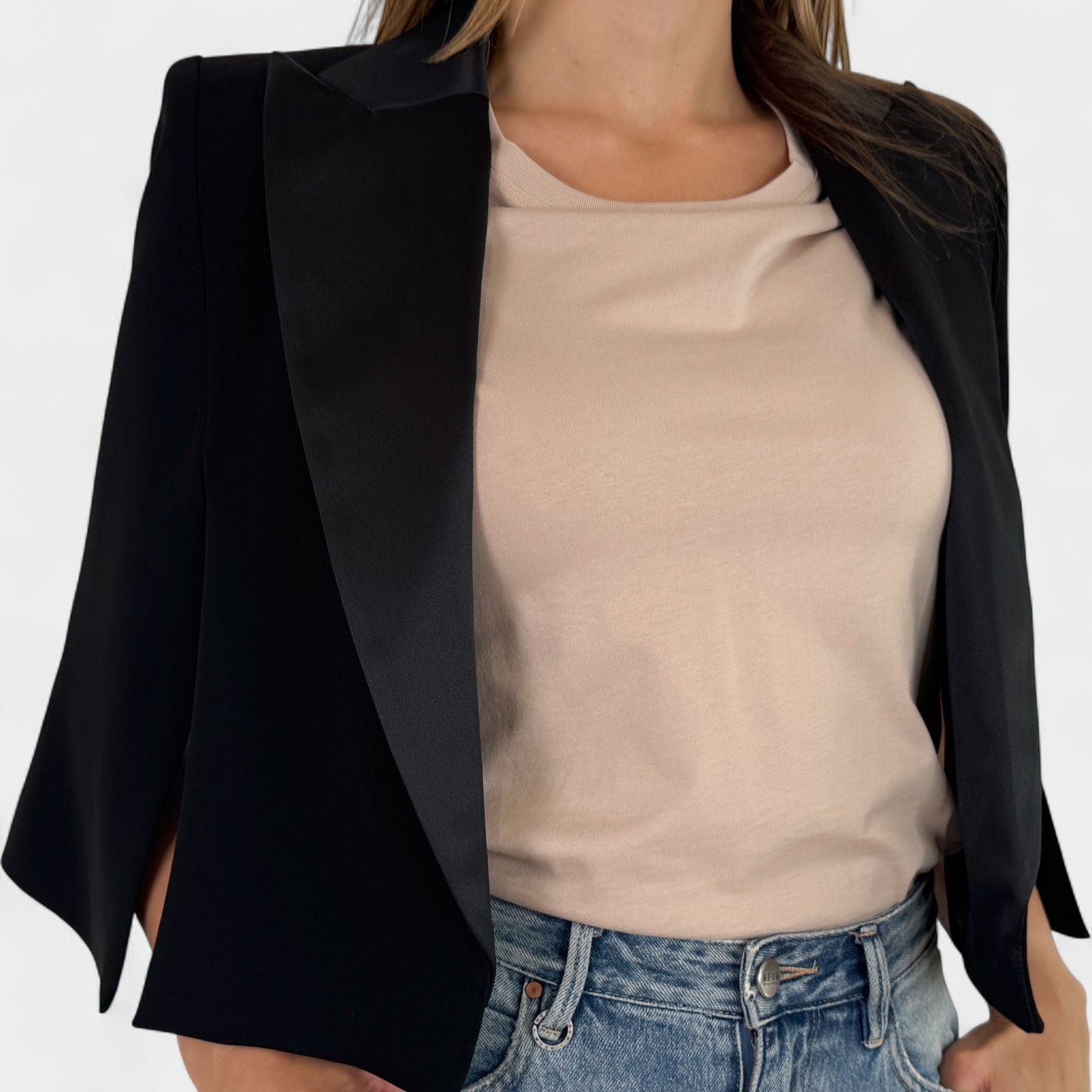 Bianca Spender Black Crepe Jacquette Cape Jacket 0 ~ AU6-8 ~ Small