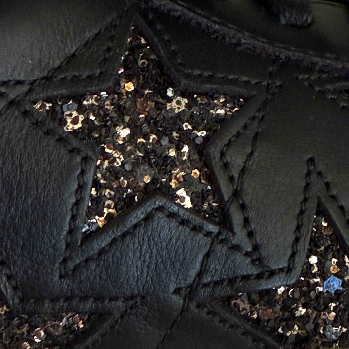 Saint Laurent Court Classic Black Leather Glitter Star Sneakers EU40 ~ AU9