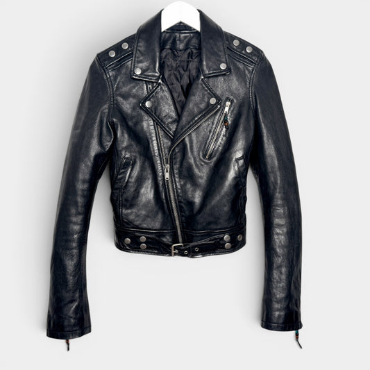 BLK DNM ® Black Leather Biker Jacket Small ~ AU6-8