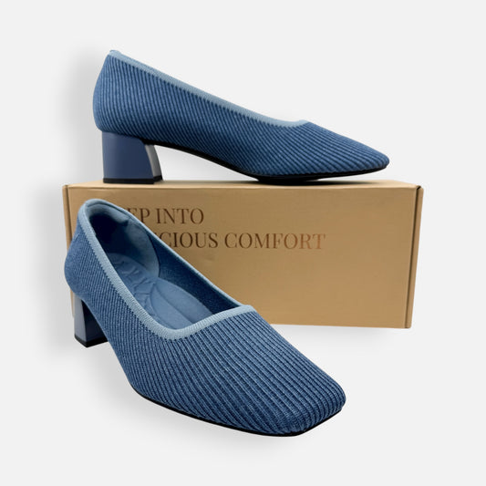 Vivaia Light Blue Mid Heel Melody Court Shoes EU41 M ~ AU10