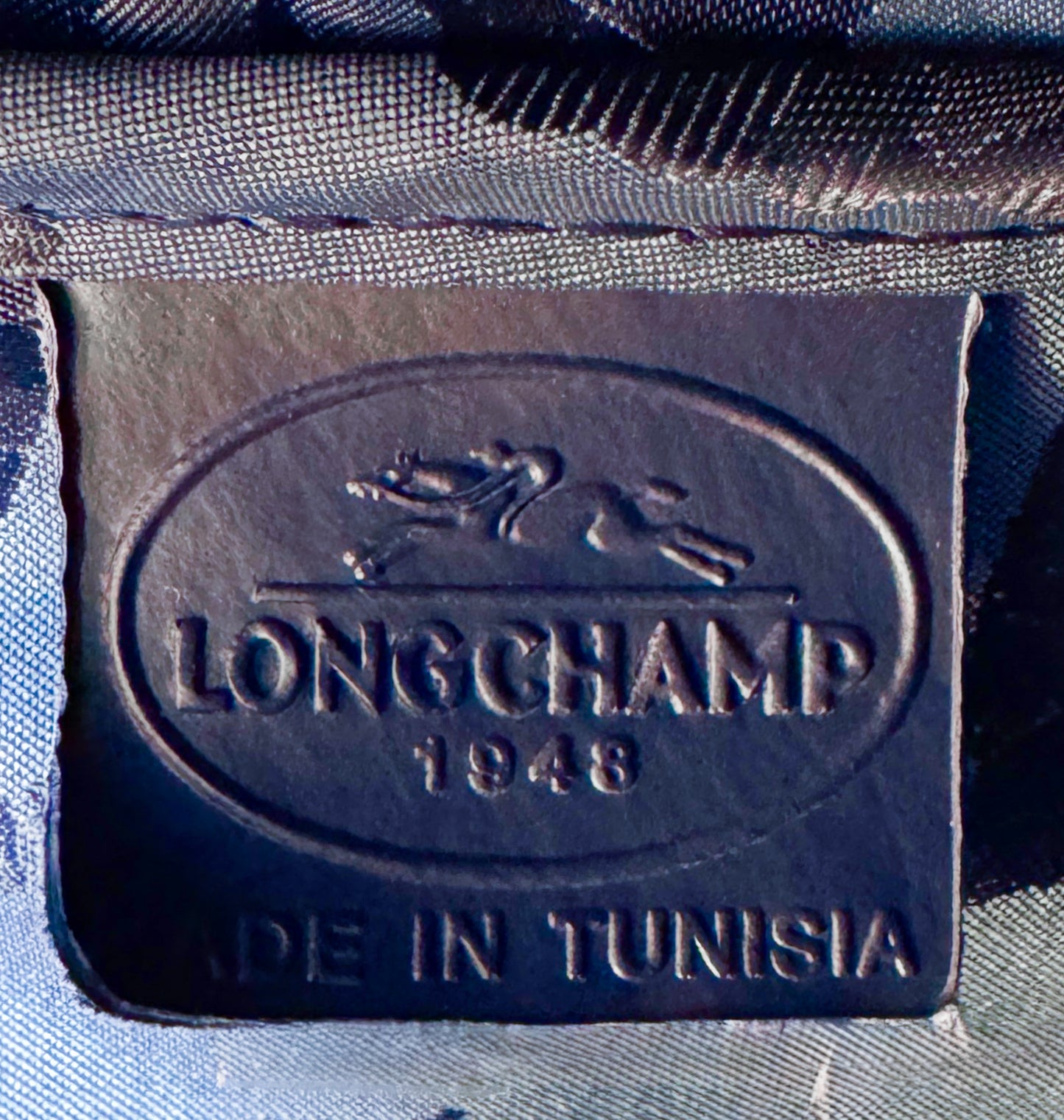 Longchamp Roseau Blue Embossed Leather Tote Bag