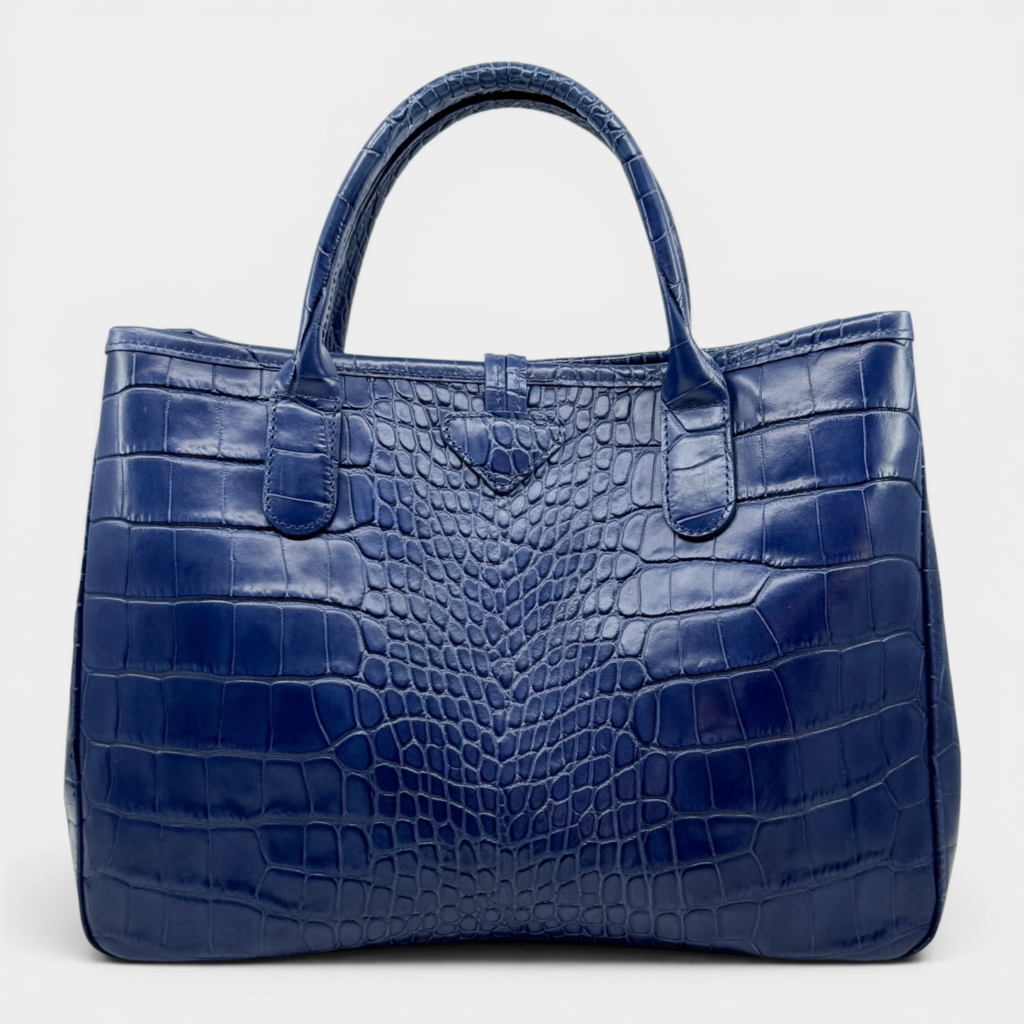 Longchamp Roseau Blue Embossed Leather Tote Bag