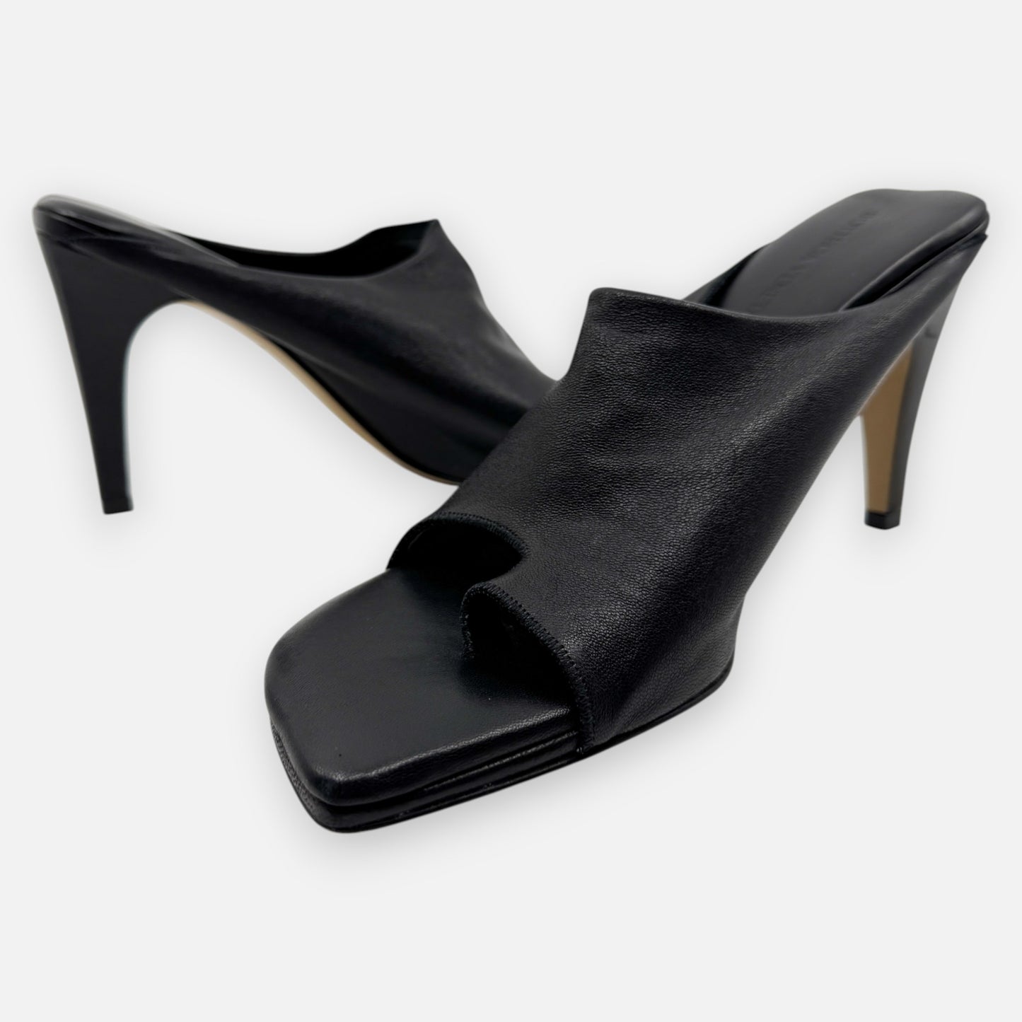 Bottega Veneta Black Leather Stretch Mule 90 Sandal Shoes EU39 ~ AU8