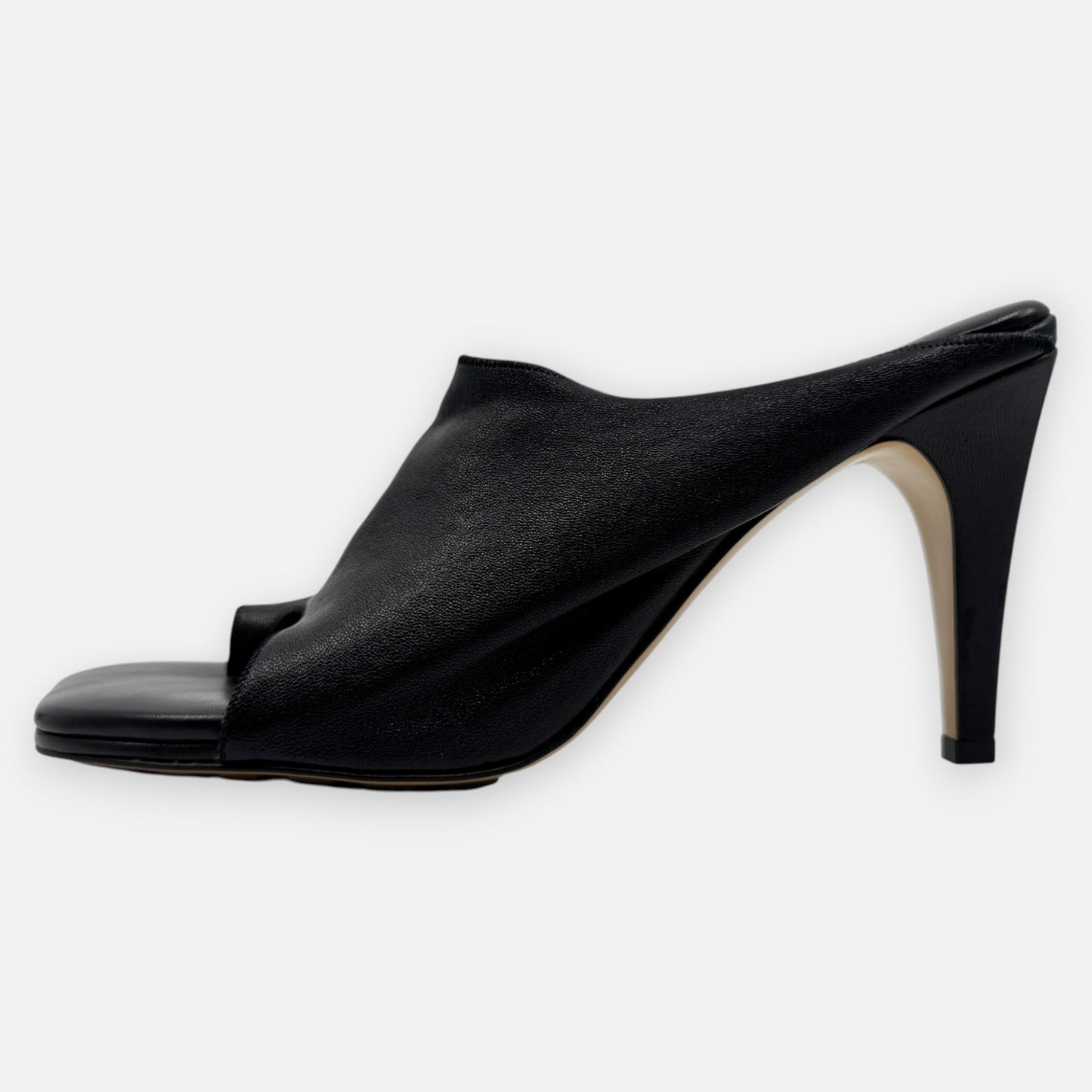 Bottega Veneta Black Leather Stretch Mule 90 Sandal Shoes EU39 ~ AU8