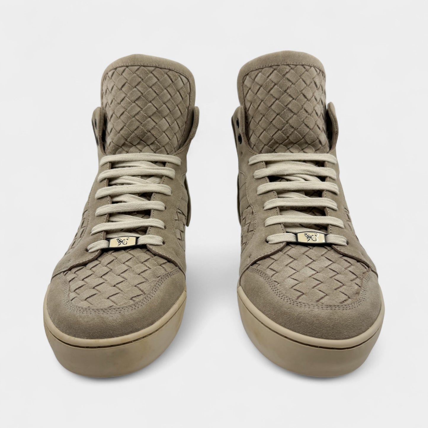 Bottega Veneta Beige Suede Intrecciato Sneakers M8 ~ W10 ~ EU41