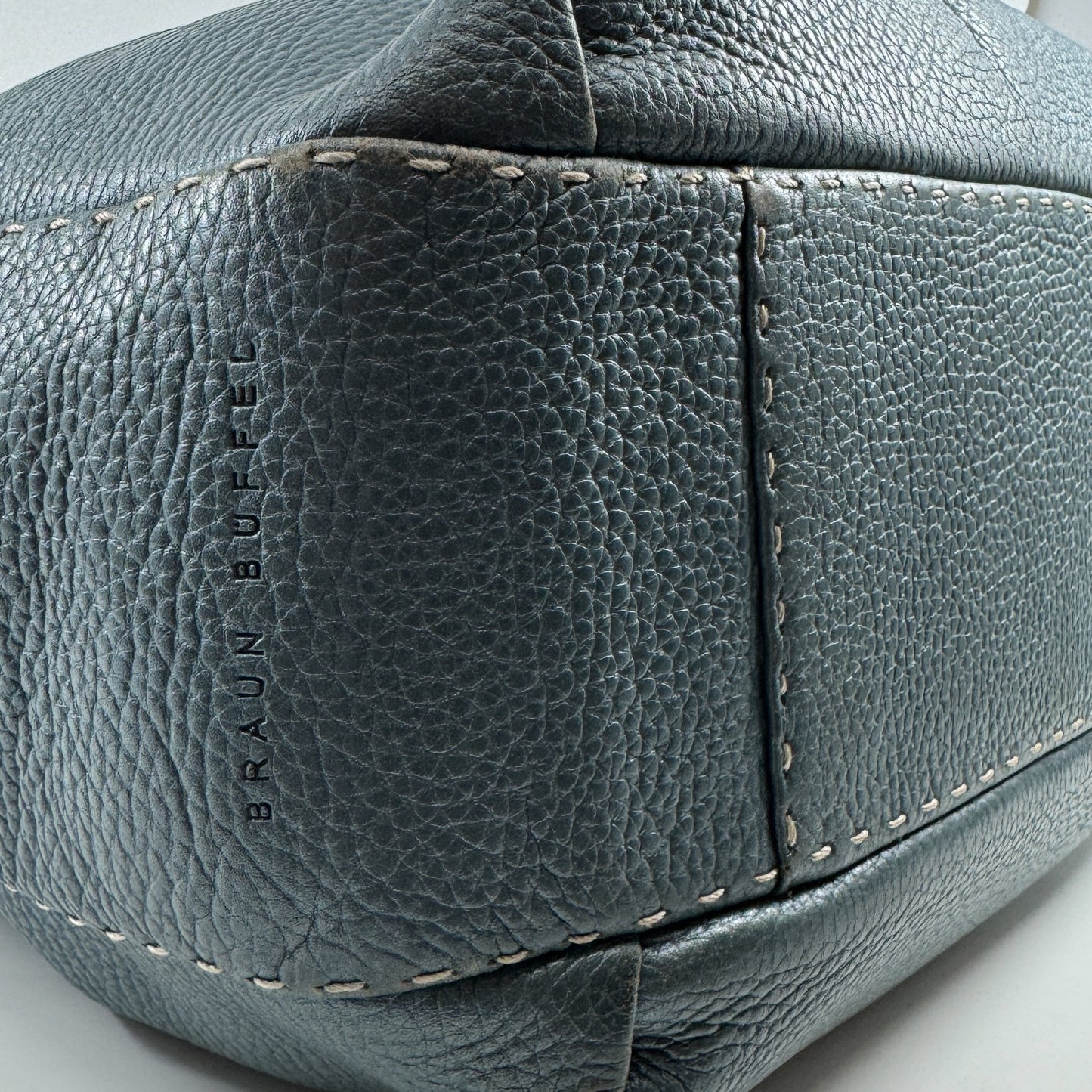 Braun Buffel Metallic Teal Blue Leather Shoulder Bag