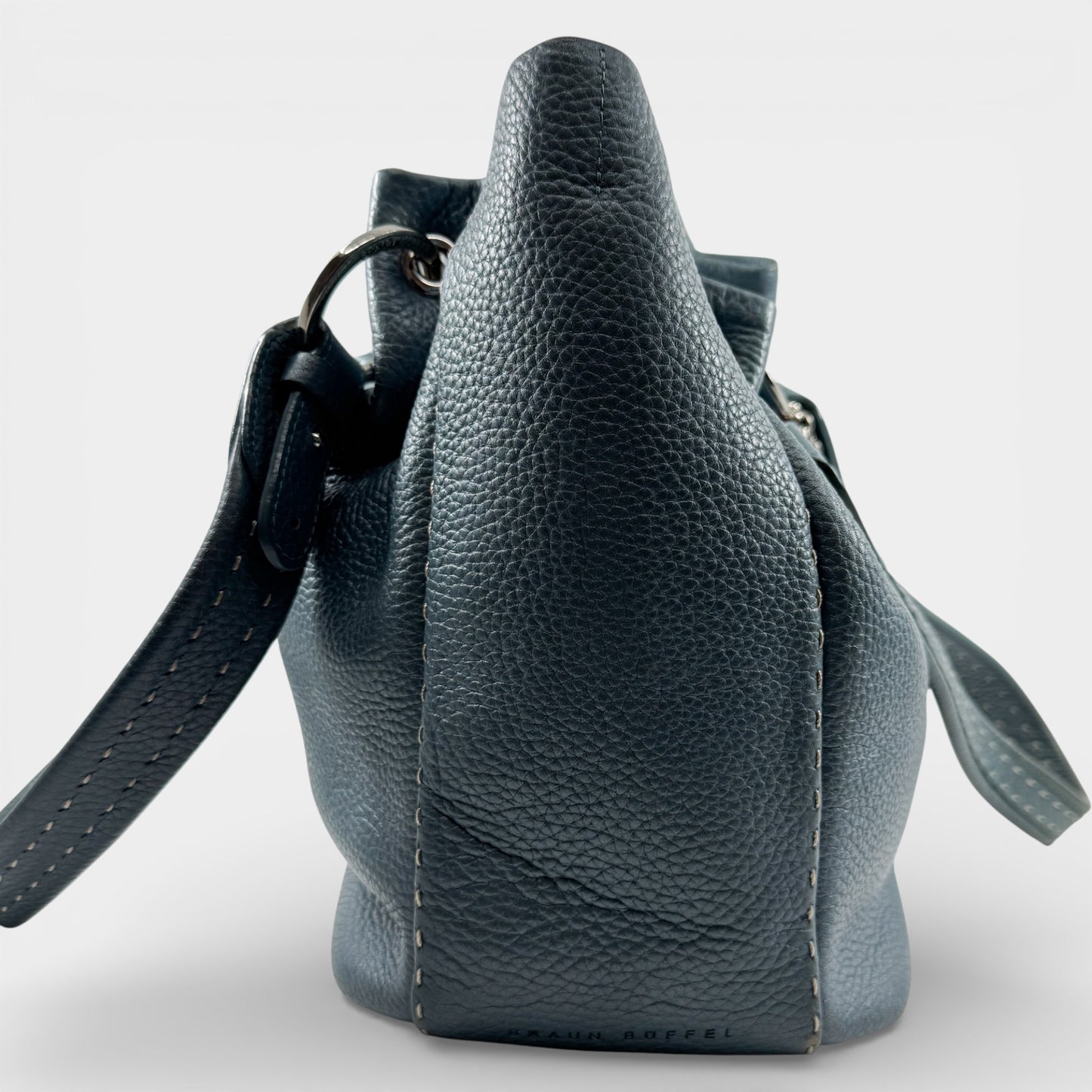 Braun Buffel Metallic Teal Blue Leather Shoulder Bag