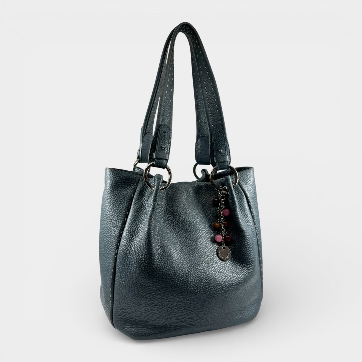 Braun Buffel Metallic Teal Blue Leather Shoulder Bag