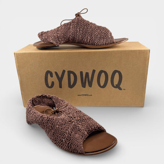 CYDWOQ Terracotta Brown Vintage Knit Leather Lace Prowler Sandals EU39 ~ AU8