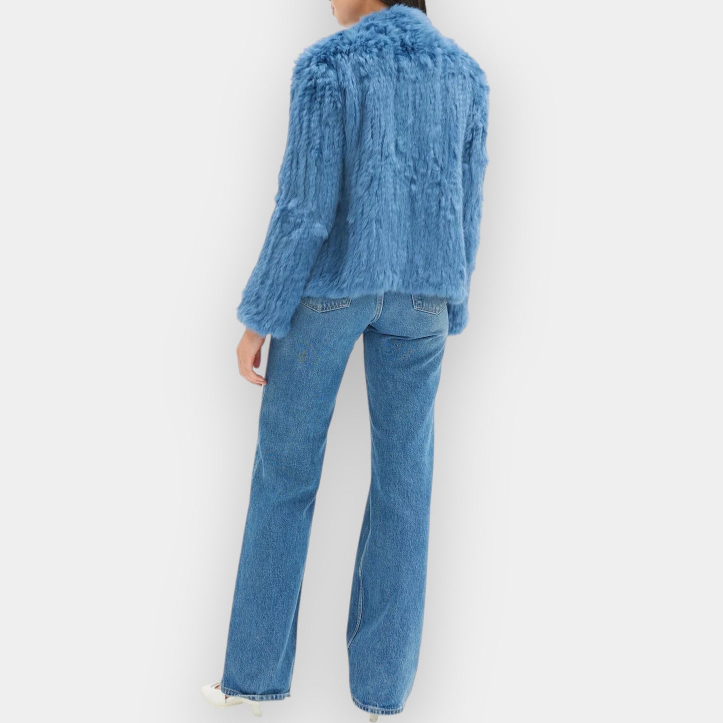 Bubish Luxe Blue 100% Rabbit Fur Valencia Jacket Med ~ AU10-12 [NEW]