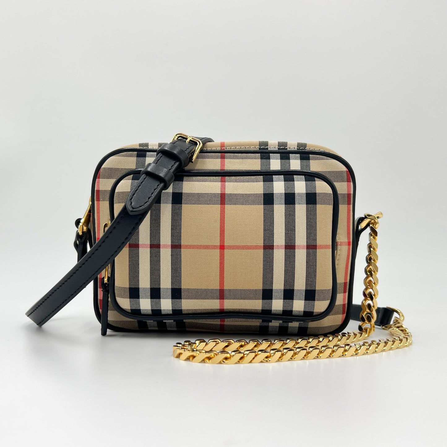 Burberry Canvas & Leather Vintage Check Camera Crossbody Bag