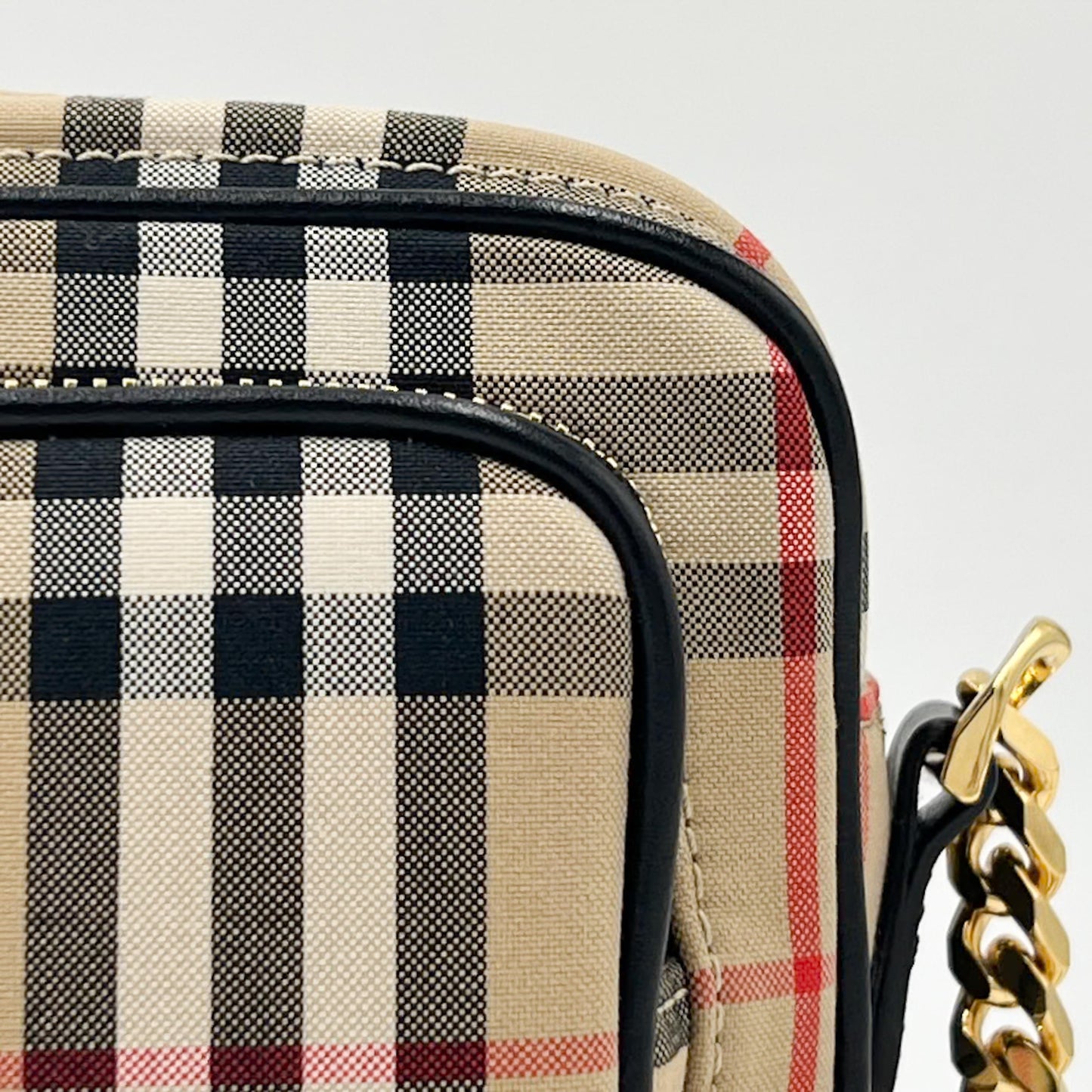 Burberry Canvas & Leather Vintage Check Camera Crossbody Bag