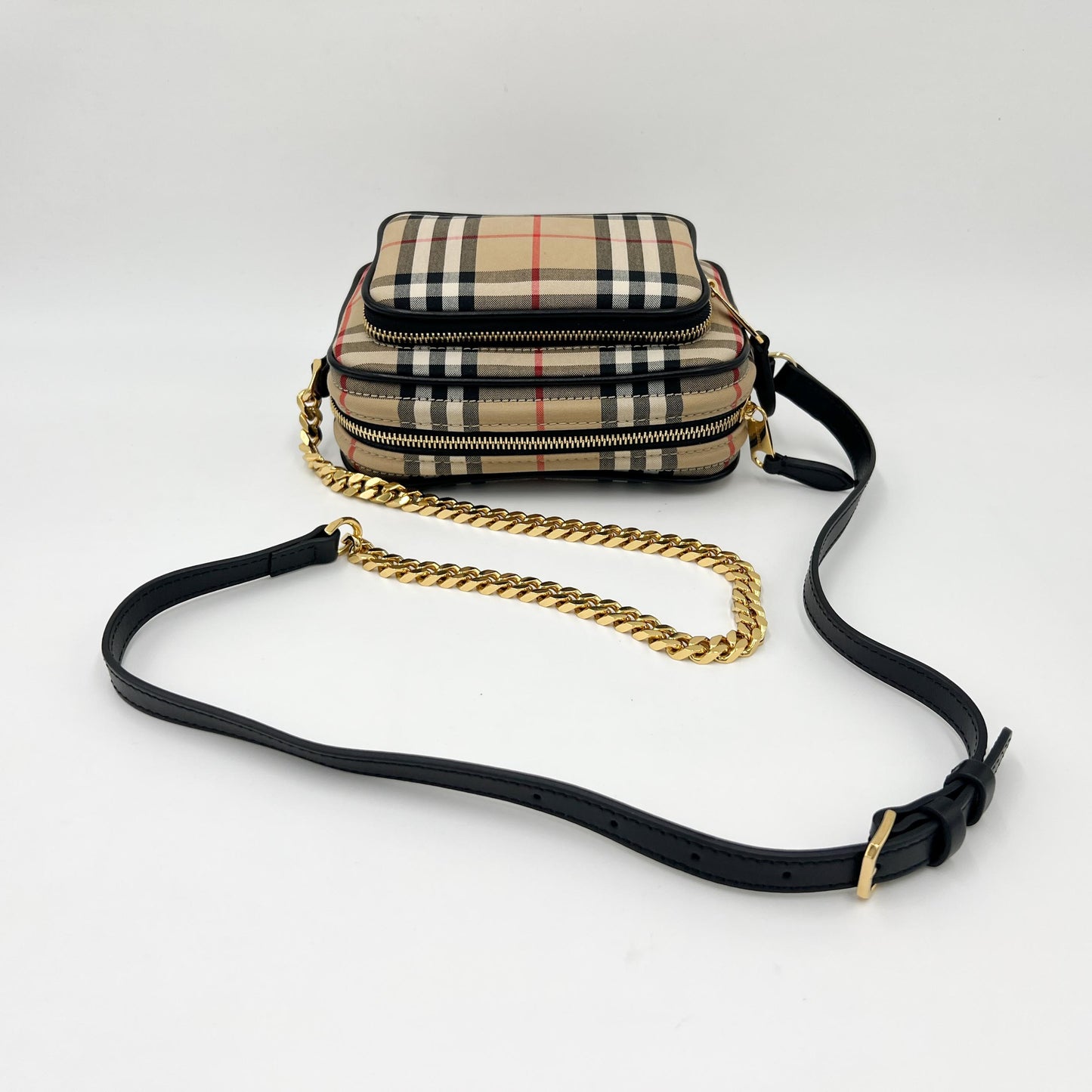 Burberry Canvas & Leather Vintage Check Camera Crossbody Bag