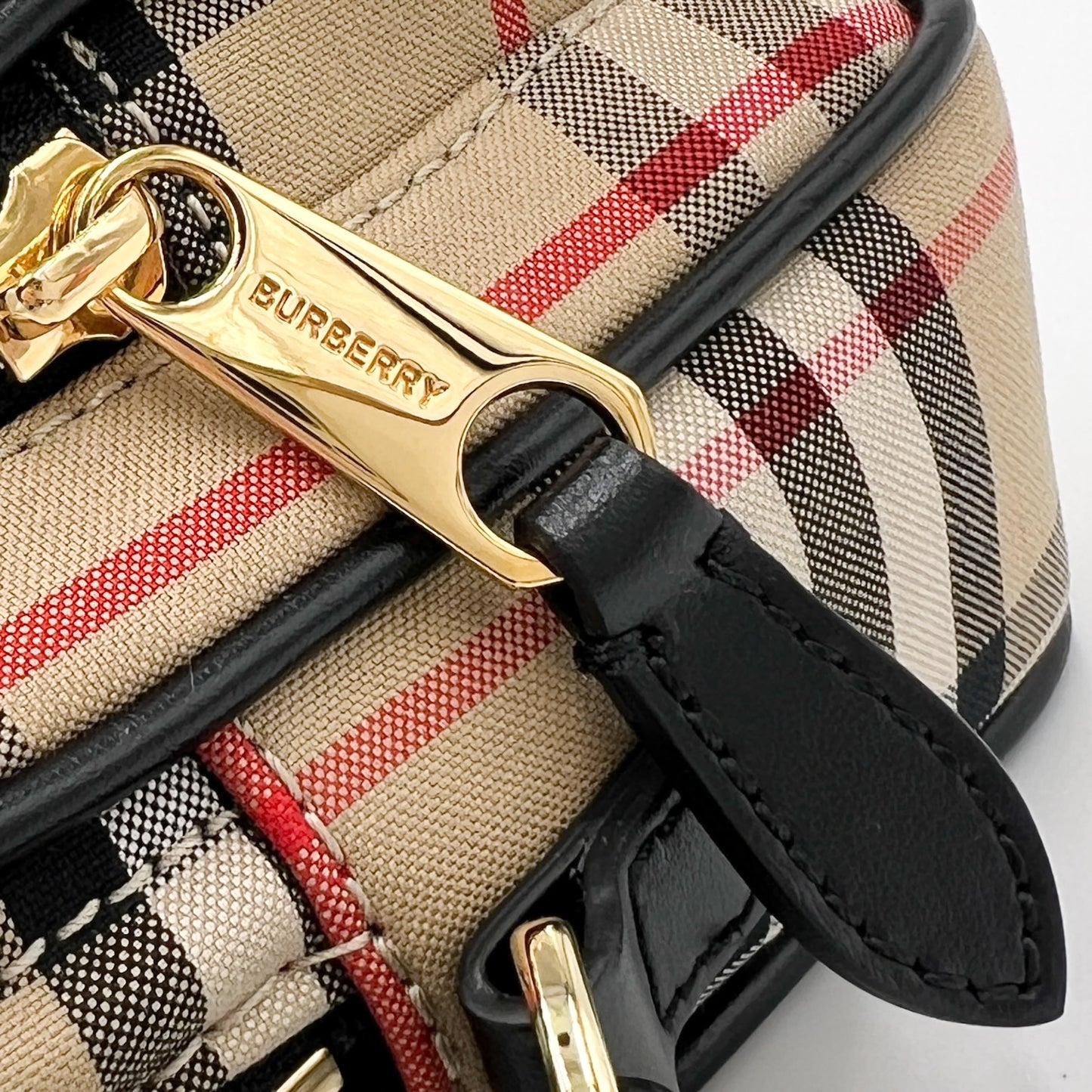 Burberry Canvas & Leather Vintage Check Camera Crossbody Bag