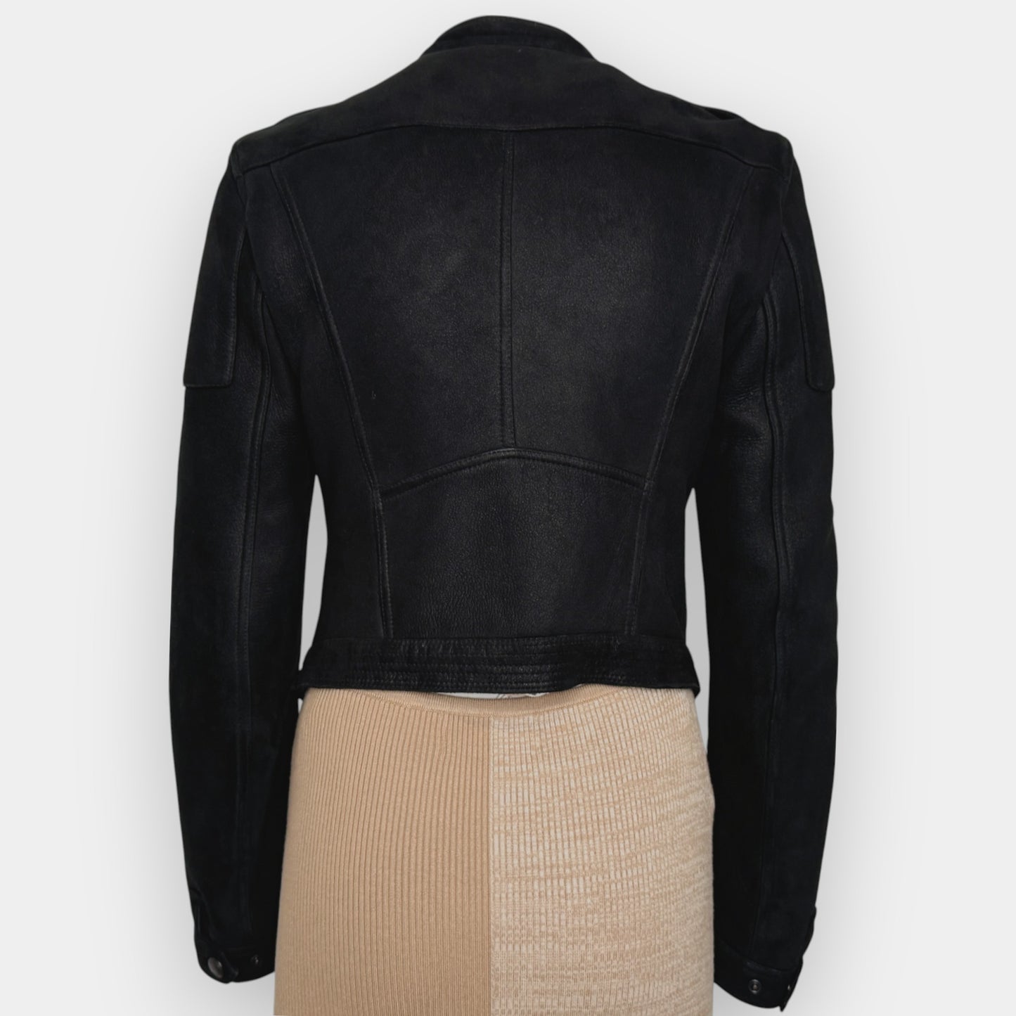 Burberry Brit Black Suede Shearling Biker Moto Jacket AU10 ~ Medium