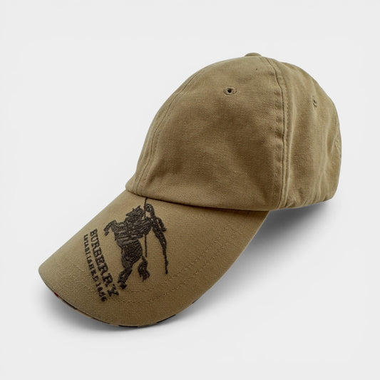 Burberry Knight Stamp Beige Check Cotton Baseball Cap Medium