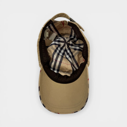 Burberry Knight Stamp Beige Check Cotton Baseball Cap Medium