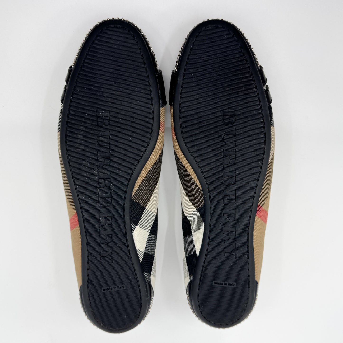 Burberry Black Novacheck Avonwick Studs Ballet Flats Shoes EU39 ~ AU8