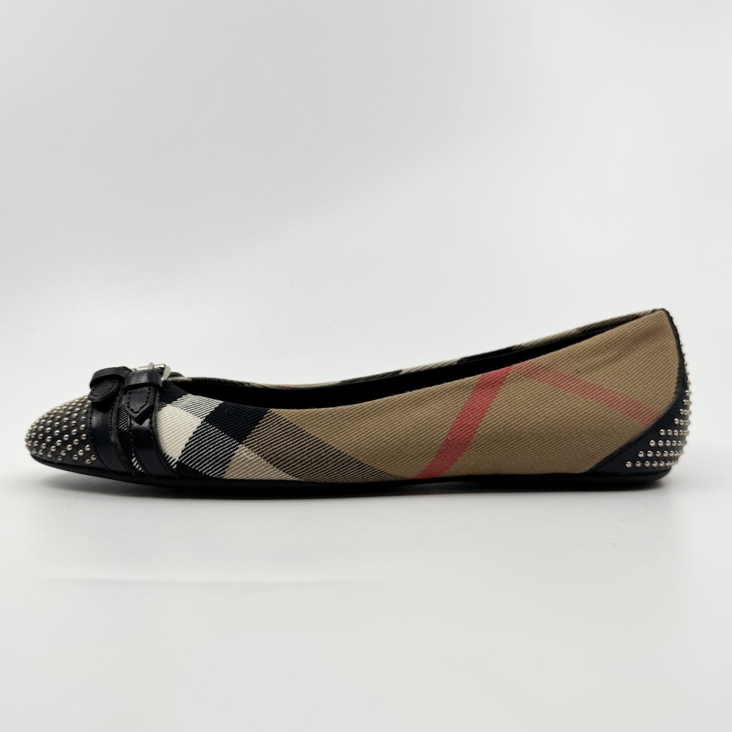 Burberry Black Novacheck Avonwick Studs Ballet Flats Shoes EU39 ~ AU8