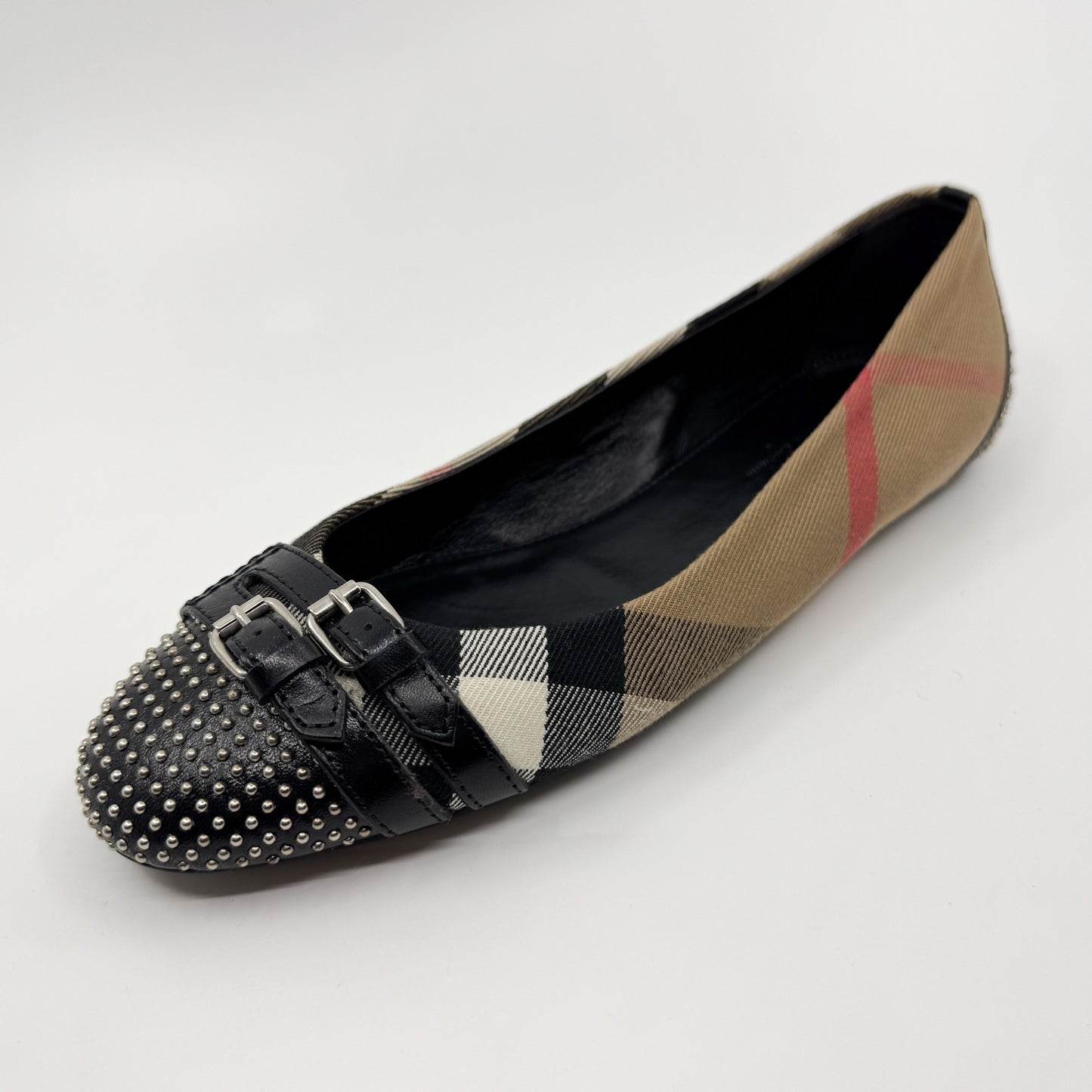 Burberry Black Novacheck Avonwick Studs Ballet Flats Shoes EU39 ~ AU8