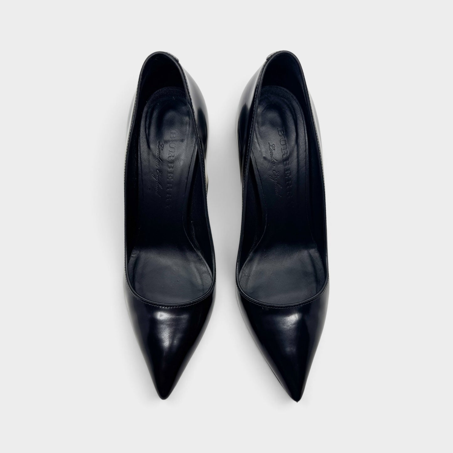 Burberry Black Leather Vintage Check Dashwood Pumps Shoes EU36.5 ~ AU5.5