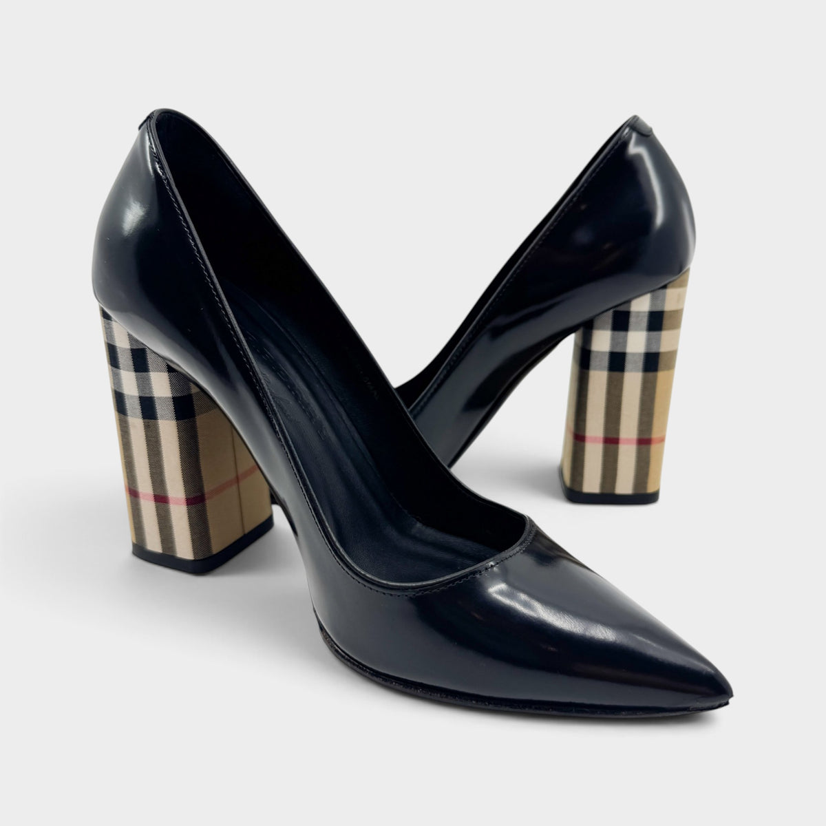 Burberry Black Leather Vintage Check Dashwood Pumps Shoes EU36.5 ~ AU5.5