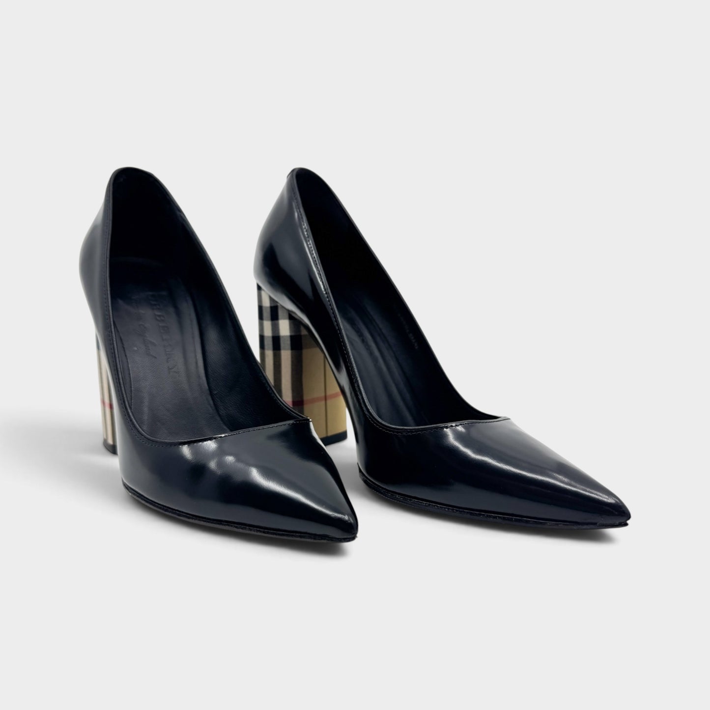 Burberry Black Leather Vintage Check Dashwood Pumps Shoes EU36.5 ~ AU5.5