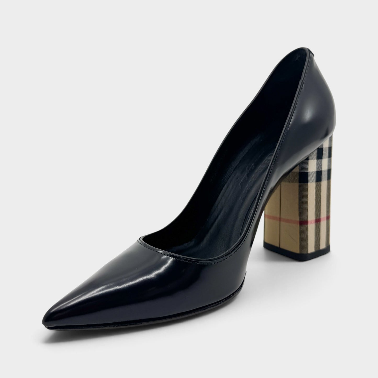 Burberry Black Leather Vintage Check Dashwood Pumps Shoes EU36.5 ~ AU5.5