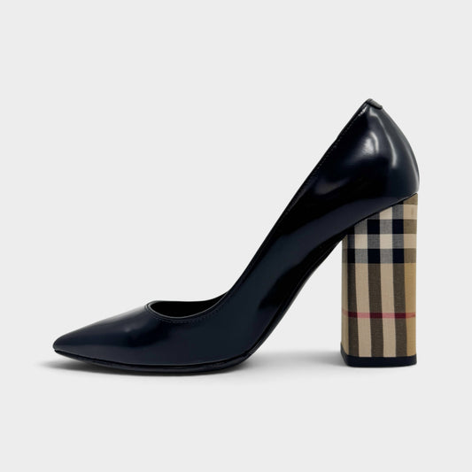 Burberry Black Leather Vintage Check Dashwood Pumps Shoes EU36.5 ~ AU5.5