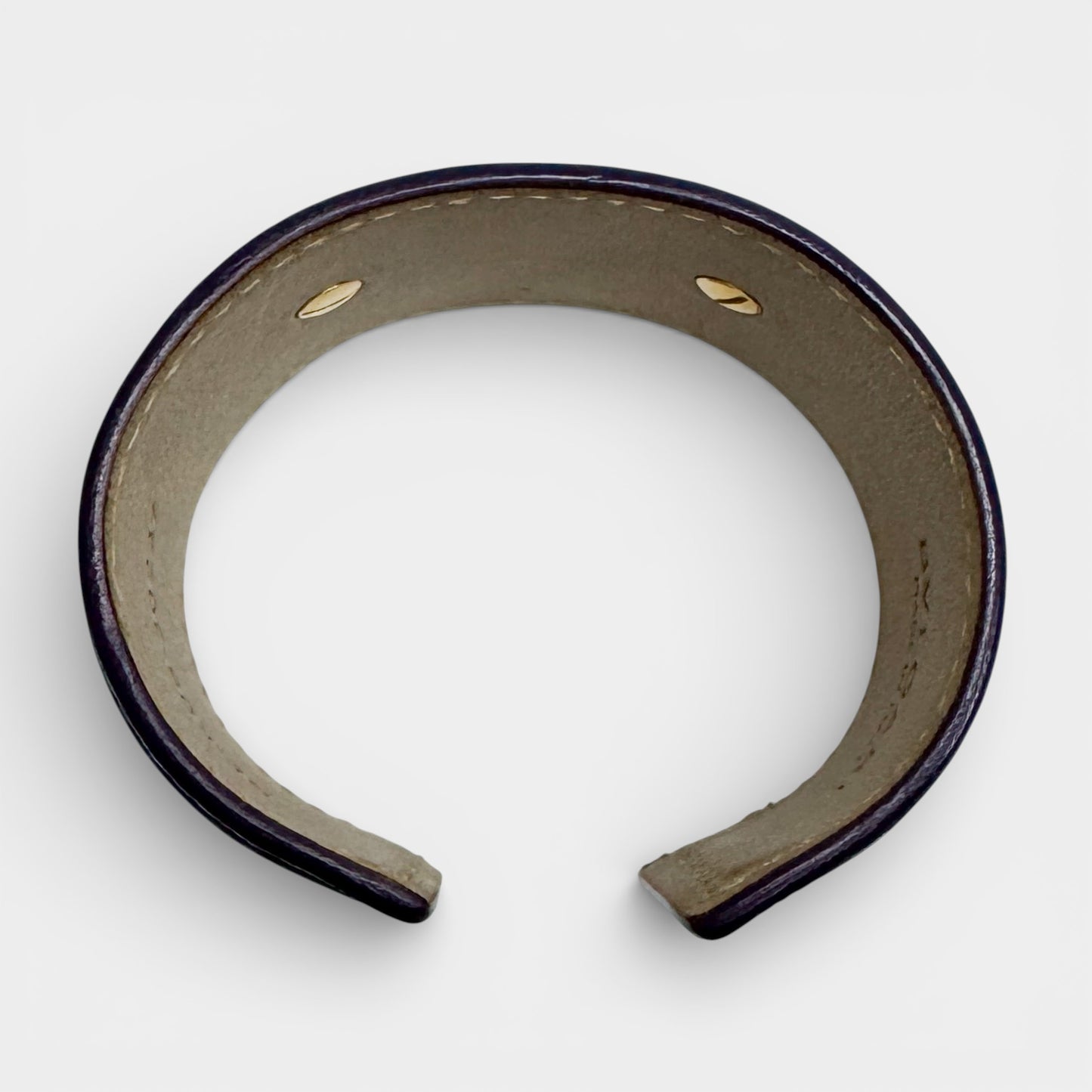 Bvlgari Italy Purple Leather & Goldtone Brass Cuff Bracelet