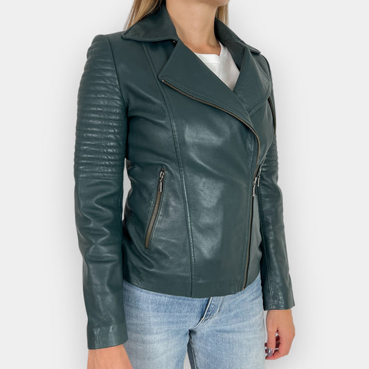 Cadelle Teal Green Leather Biker Jacket Small ~ AU8
