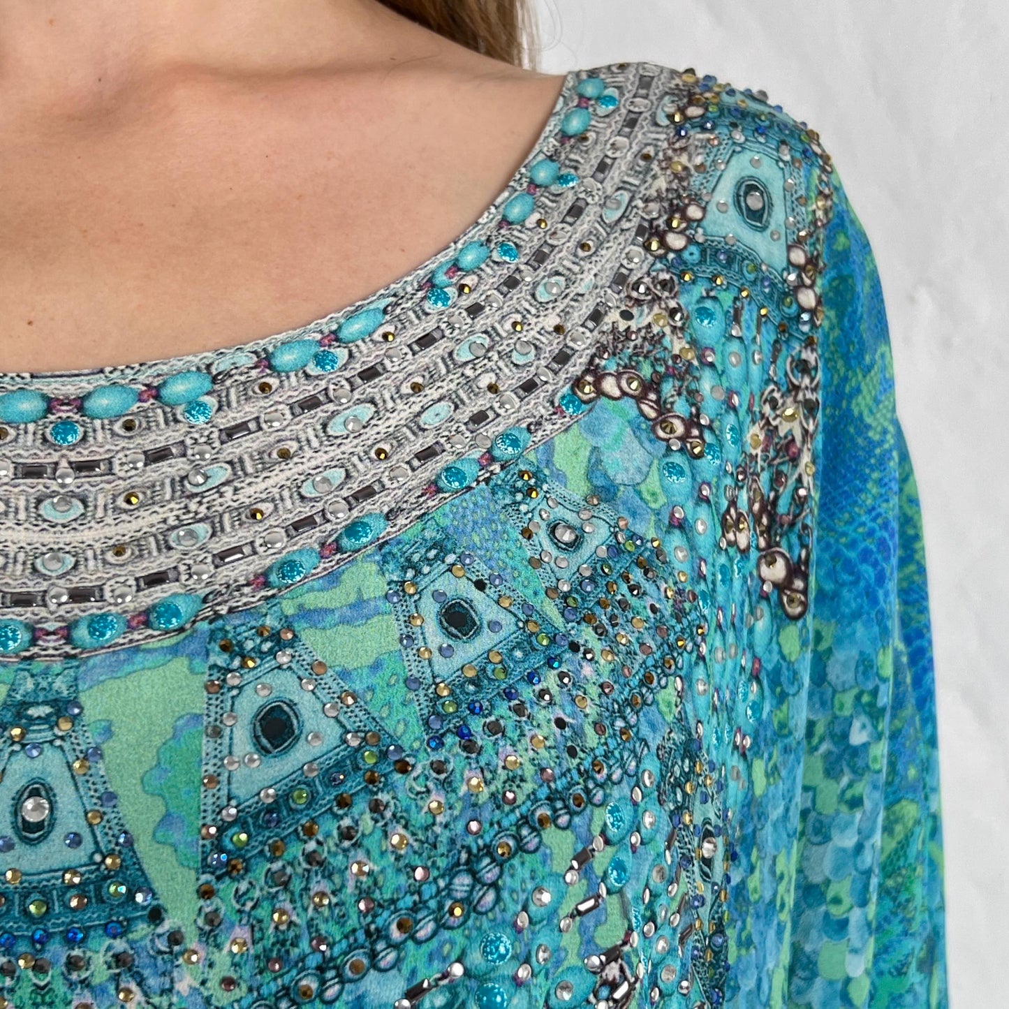 Camilla Turquoise 'Ottoman Viper' Short Kaftan Top Dress One Size ~ AU10 ~ 12 ~ 14 ~ 16