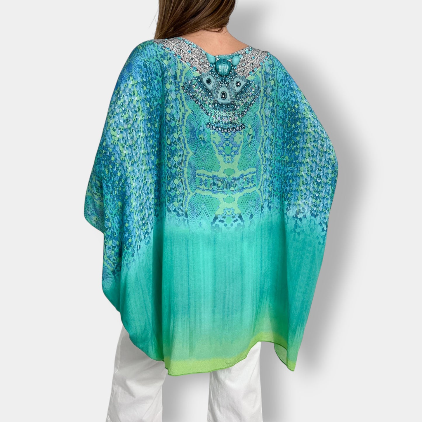 Camilla Turquoise 'Ottoman Viper' Short Kaftan Top Dress One Size ~ AU10 ~ 12 ~ 14 ~ 16