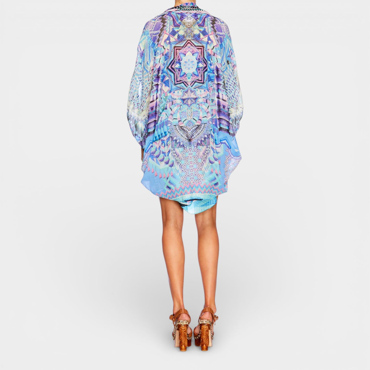 Camilla Threads of Cosmos Purple Silk Kimono Cardi Cape One Size [NEW]