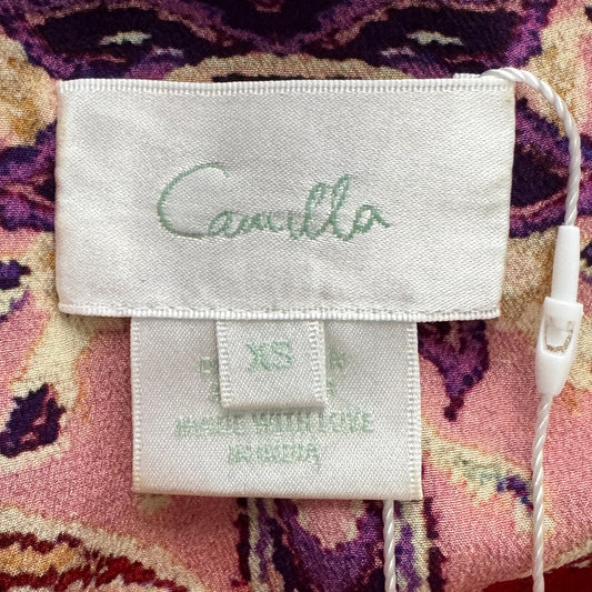 Camilla Pink 100% Silk Lotus Lovers Button Up Yoke Dress X-Small ~ AU8 ~ AU6