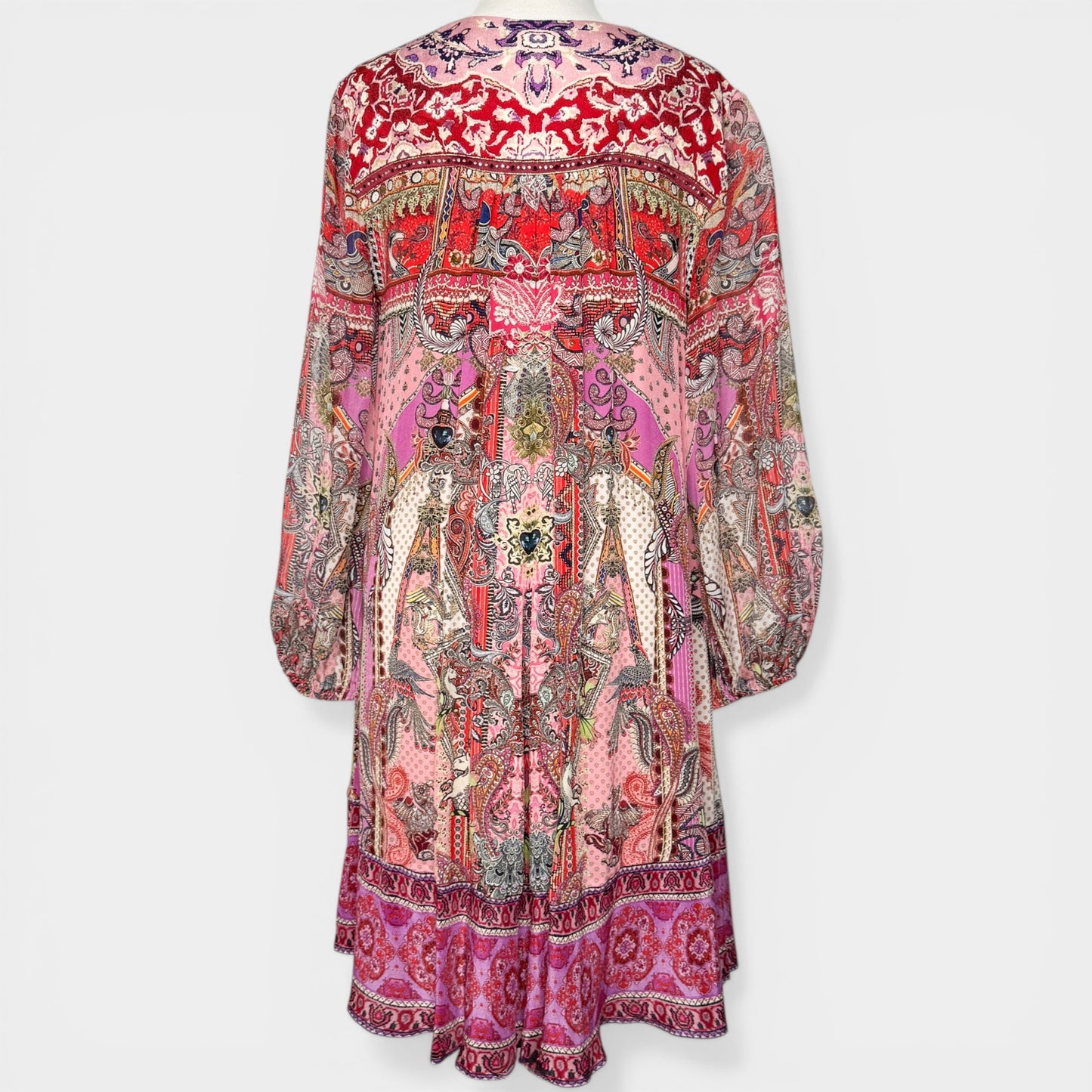 Camilla Pink 100% Silk Lotus Lovers Button Up Yoke Dress X-Small ~ AU8 ~ AU6