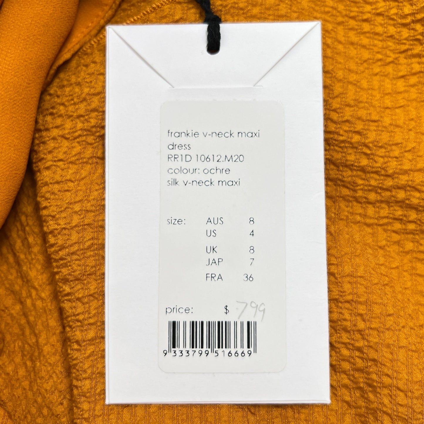 Camilla and Marc 'Frankie' V-Neck Yellow Ochre Silk Maxi Dress AU8